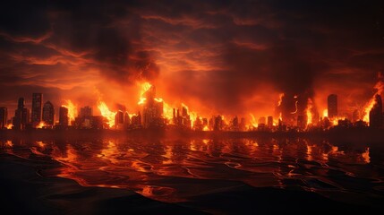 Fototapeta premium skyline world on fire
