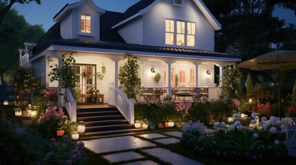Fototapeta premium illuminated house exterior night