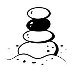 Pebbles tower icon in doodle style 
