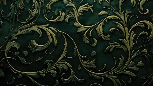 leaves dark green pattern