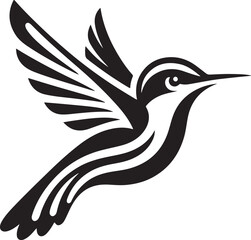 Silhouette vector of a hummingbird in flight with spread wings. Perfect for nature logos, wildlife designs, and branding. Available in EPS format for versatile use.