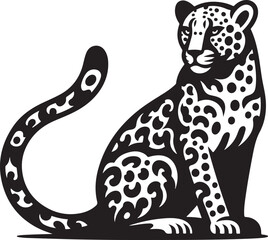 Silhouette vector of a majestic leopard in motion. Perfect for wildlife logos, animal-themed designs, and branding. Available in EPS format for versatile use.