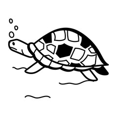 A hand drawn icon of sea turtle 
