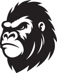 Silhouette vector of a powerful gorilla standing tall. Perfect for logos, mascots, and wildlife designs. Download in EPS format for versatile use.