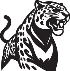 Silhouette vector of a sleek jaguar in motion. Perfect for wildlife logos, animal designs, and nature-themed branding. Available in EPS format for versatile use.