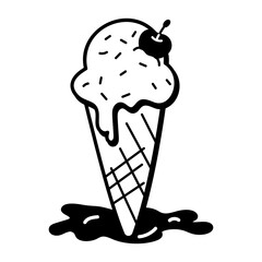 Ice cone icon in hand drawn style 

