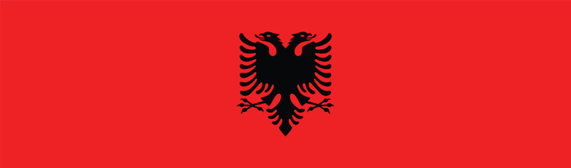Flag of Albania. Albania flag long banner digital vector illustration