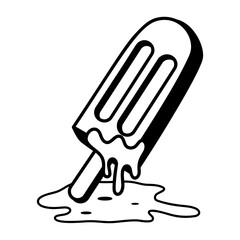 Melting popsicle icon in hand drawn style 
