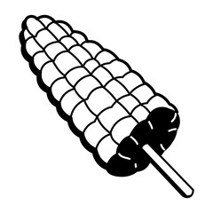 A hand drawn icon of grilled corn 
