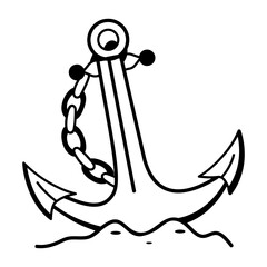 Boat anchor icon in doodle style 
