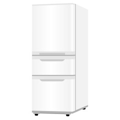 シンプルな3ドアの冷蔵庫のイラスト