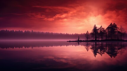 Fototapeta premium lake red haze