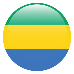 Flag of Gabon. Gabon round flag logo icon computer vector illustration design