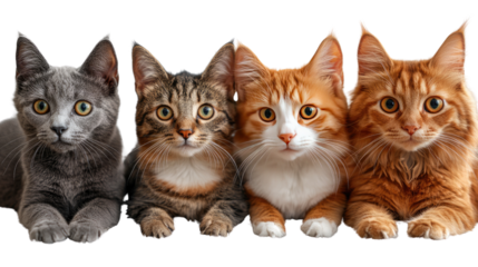 ลูกแมวน่ารักสามตัวนั่งอยู่ด้วยกันบน