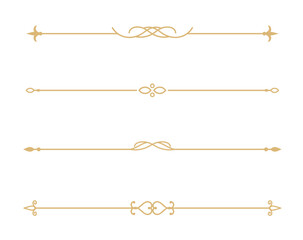 Set of Vintage decorative golden lines. text dividers. Gold line border. Lines separators, Borders, Vintage dividers, Underline elements. Vector illustration