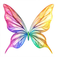 colorful rainbow butterfly wings illustration on white background