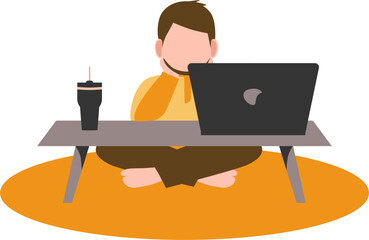 a man works from home, man in front of laptop