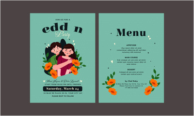 Obraz premium Wedding Invitation Template. Beautiful wedding invitation template. Simple and elegant wedding card template 