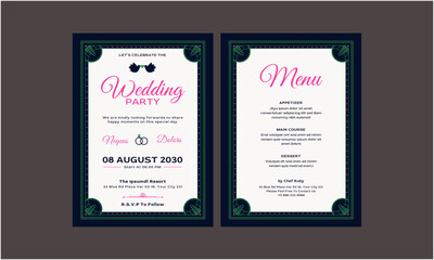 Wedding Invitation Template. Beautiful wedding invitation template. Simple and elegant wedding card template
