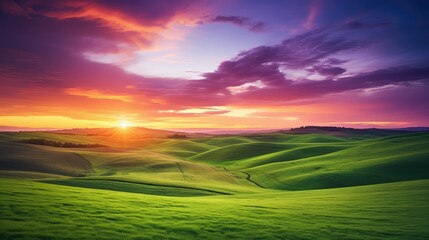 Obraz premium landscape purple green gradient