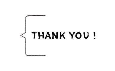 THANK YOU !（ありがとう！）のシンプルなロゴマーク

