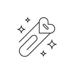Decorative Paper Clip Outline Icon with decorative heart or star shapes.