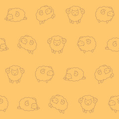 Outline Vector Sheep Seamless Pattern Background for Print Fabric Surface Fashion Wrapping