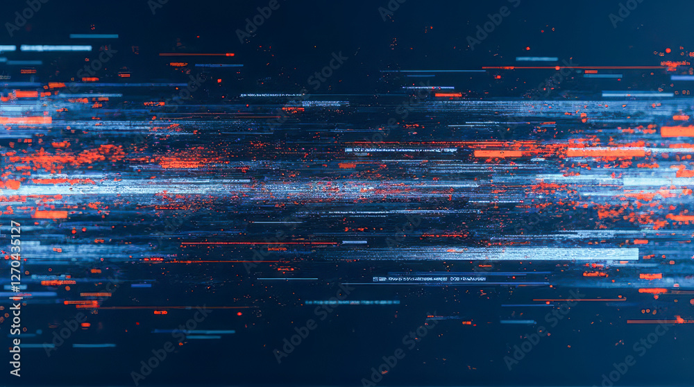 Fototapete Abstract Digital Background with Colorful Lines and Particles Creating a Sense of Speed and Movement in Modern Technology Environment
