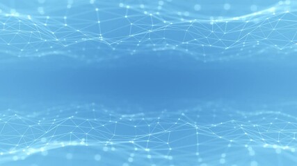 Loop bright blue digital technology lines connection network copy space background.