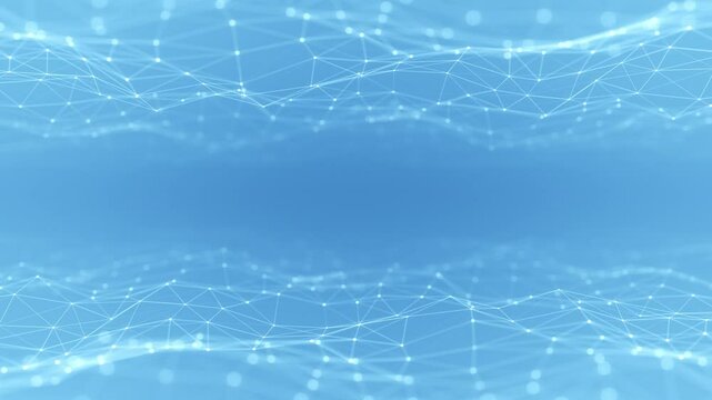 Loop bright blue digital technology lines connection network copy space background.