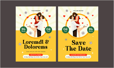 Obraz premium Wedding Invitation Template. Beautiful wedding invitation template. Simple and elegant wedding card template 