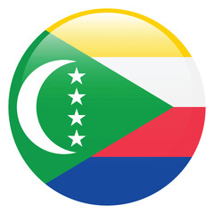 Flag of Comoros. Comoros round flag logo icon computer vector illustration design