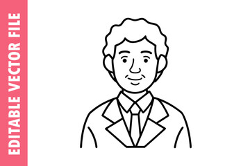 Professional Male Teacher in Suit | Black and White Line Art  vector design