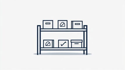 Fototapeta premium Organized boxes on shelf, warehouse storage