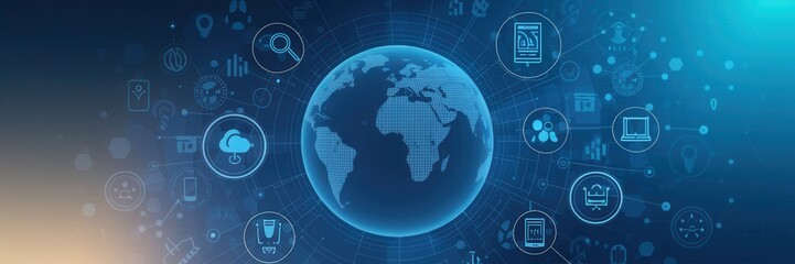 Naklejka premium Global connectivity and technology integration depicted through a digital interface