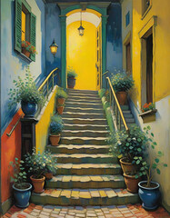 narrow stairs n the old town of dubrovnik croatia