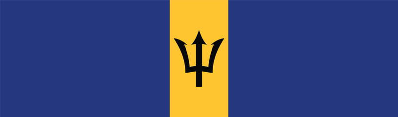 Flag of Barbados. Barbados flag long banner digital vector illustration