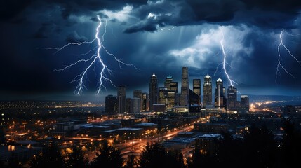 cityscape lighting storm