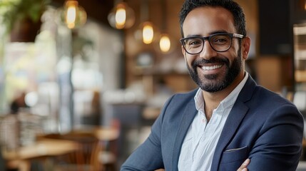 Obraz premium Sustainable Businesses A visionary entrepreneur, armed with the power of artificial intelligence, leverages its automation capabilities to propel his business towards sustainable growth and
