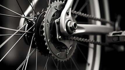 Obraz premium Minimalist Closeup of Single Speed Bicycle Chain Tensioner System Detailed view of the mechanical components and structural design of a bicycle s chain tensioner