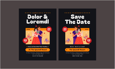 Wedding Invitation Template. Beautiful wedding invitation template. Simple and elegant wedding card template
