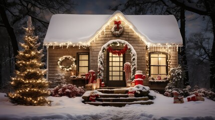 cozy christmas house front