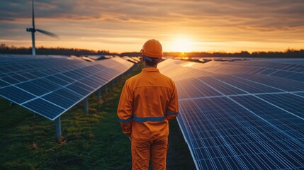 Sustainable Businesses A competent solar engineer, clad in a crisp uniform, surveyed a vast solar farm, his eyes laser-focused on the rows of meticulously arranged photovoltaic cells, the backbone of