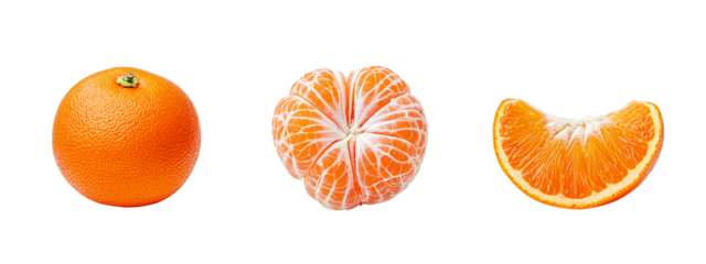 Oranges | Whole, Peeled, and Sliced Orange on White Background