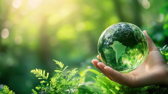 Sustainable Businesses A vibrant green world, where lush forests thrive and clean energy sources power a sustainable future. Businesses embrace eco-friendly practices