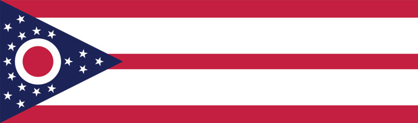 Flag of Ohio. Ohio flag long banner digital vector illustration