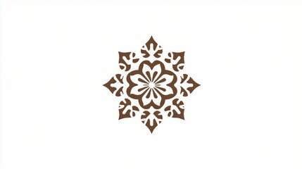 Brown floral mandala design, isolated on white background, for printing