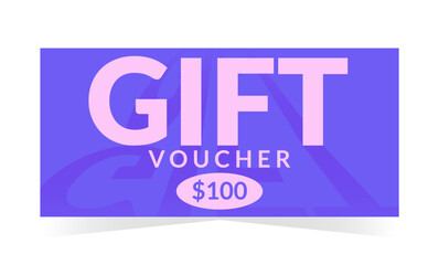 Gift voucher template in flat style. Sale, promotion, discount, coupon, certificate. Vector illustration for education, technology, entertainment, hospitality, healthcare