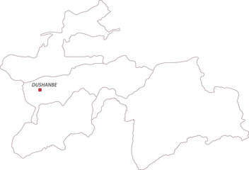 Obraz premium Capital of Tajikistan on its Map 