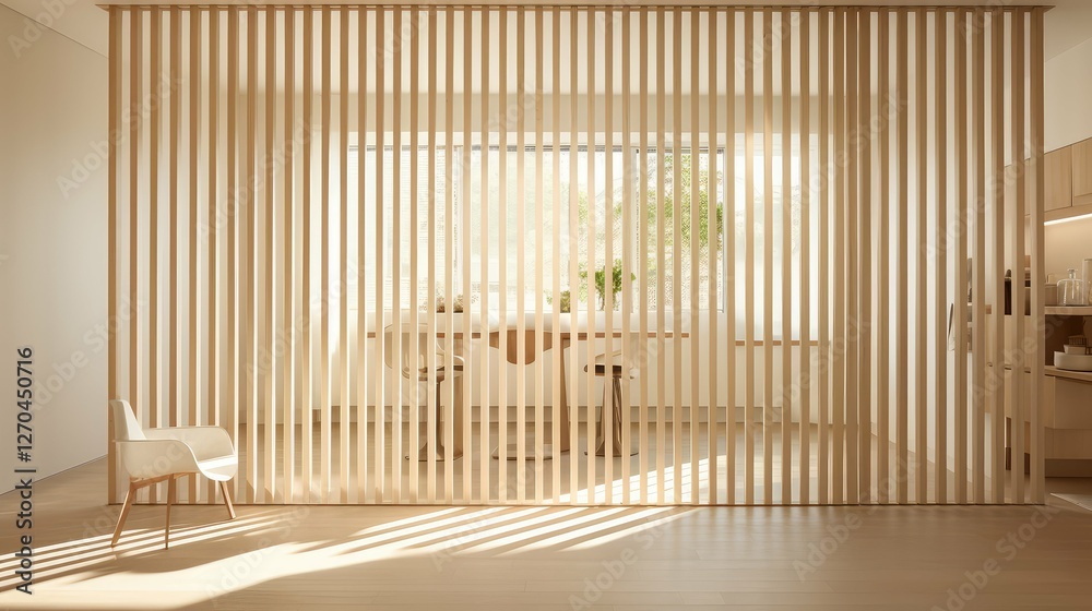 Wall mural privacy light wood slats